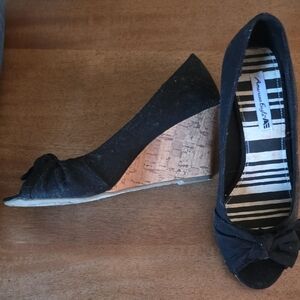 American Eagle Outfitters Black Wedges with Bow